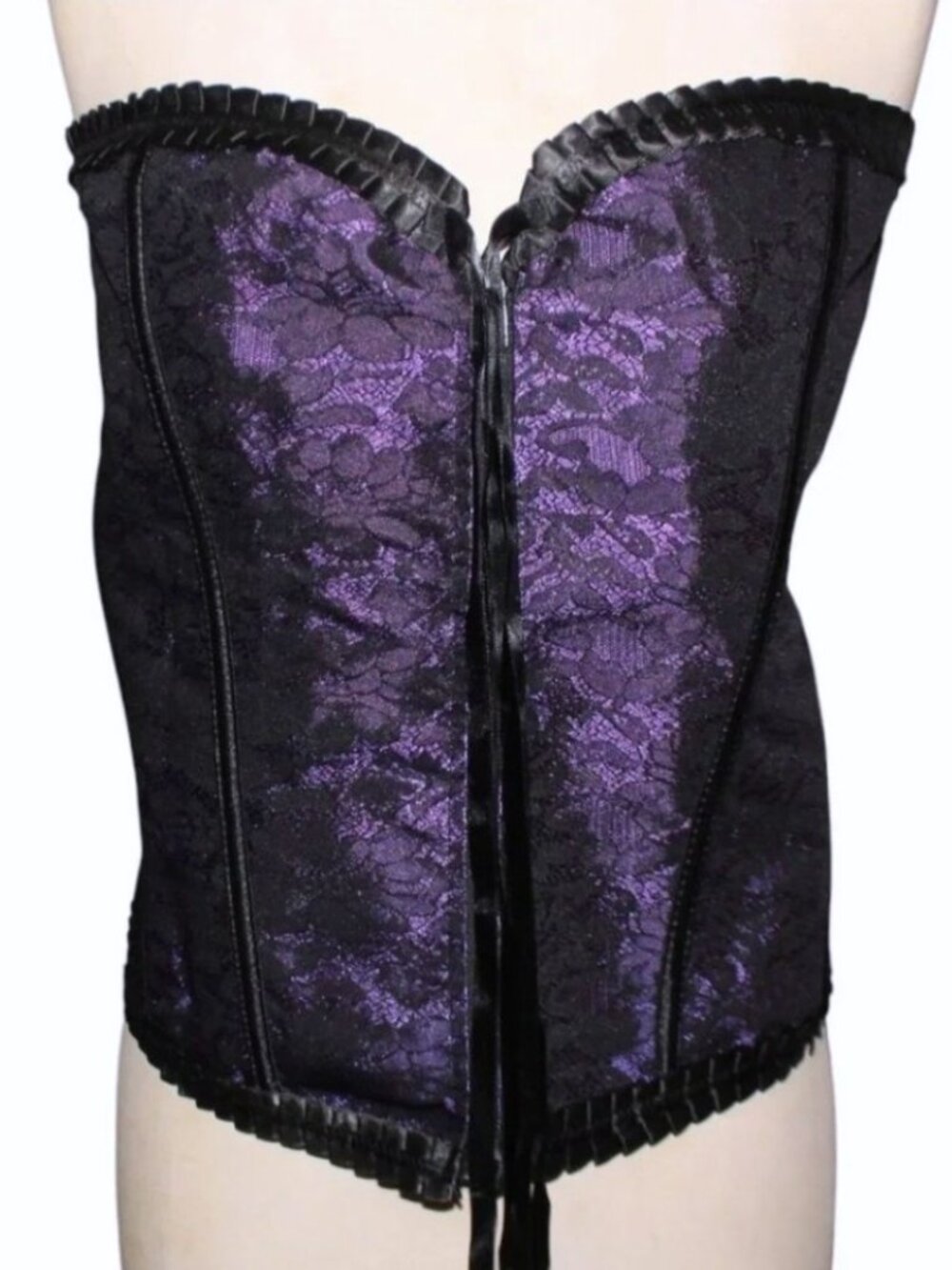 Regency Lace Up Corset Lace Bustier 14-16 Plus Goth Pirate Witchy Vamp Costume